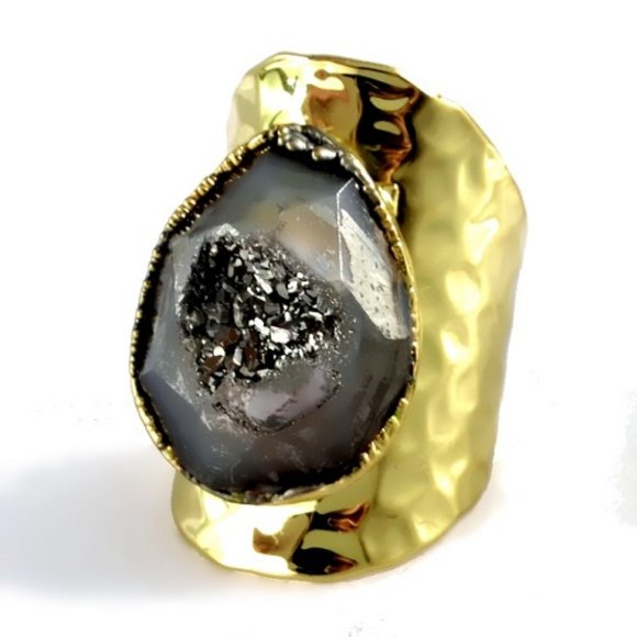 Gunmetal Titanium Drusy Ring - Picture 1 of 6